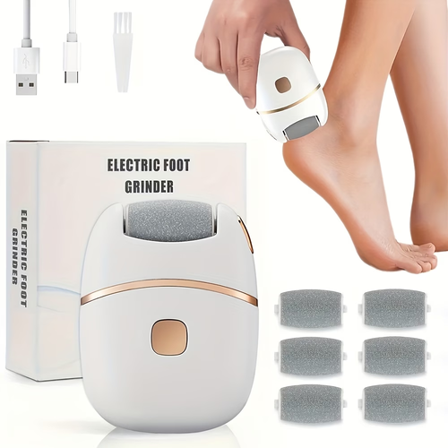 Electric foot scrubber with 6 interchangeable heads
