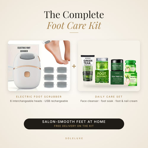 The Complete Foot Care Kit: electric foot scrubber plus Daily Care Set